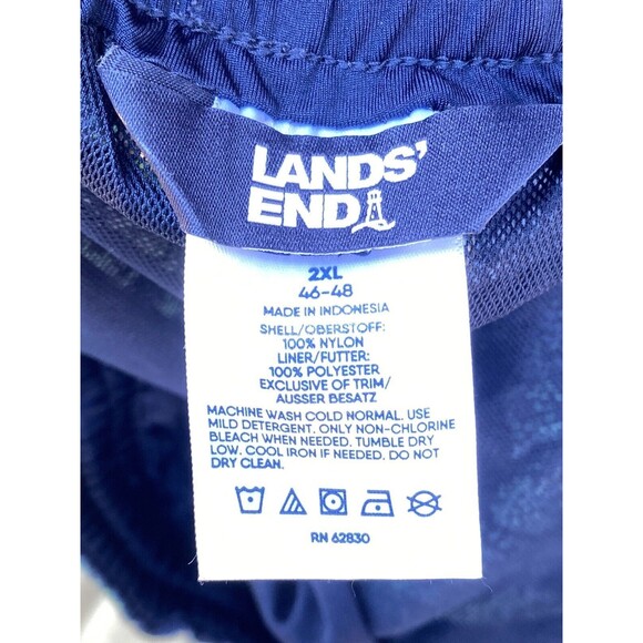 Land’s End Men's 2XL Volley 9"Board Shorts Swim Trunks Blue Green Floral - Picture 6 of 16